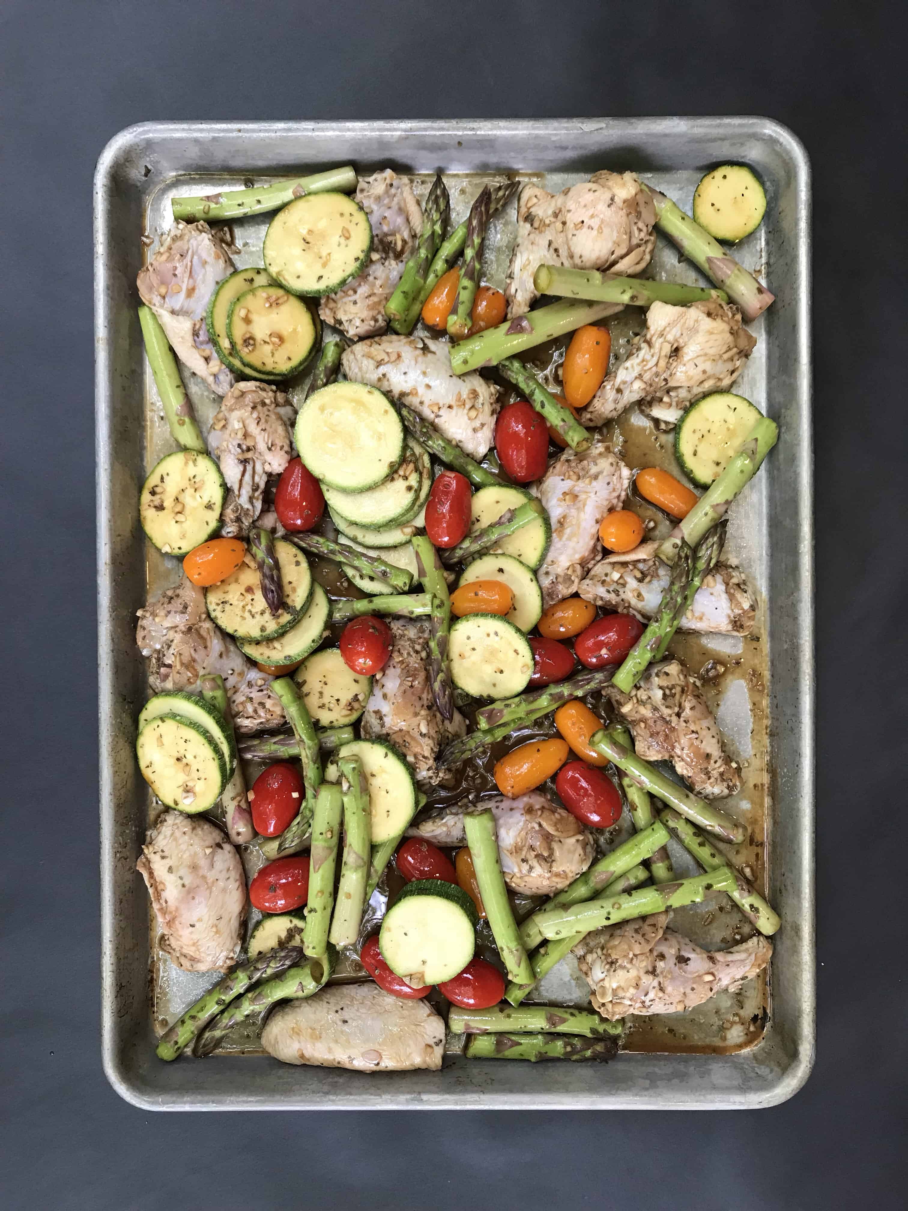 One Sheet Pan Chicken Wings with Summer Vegetables | Worn Slap Out