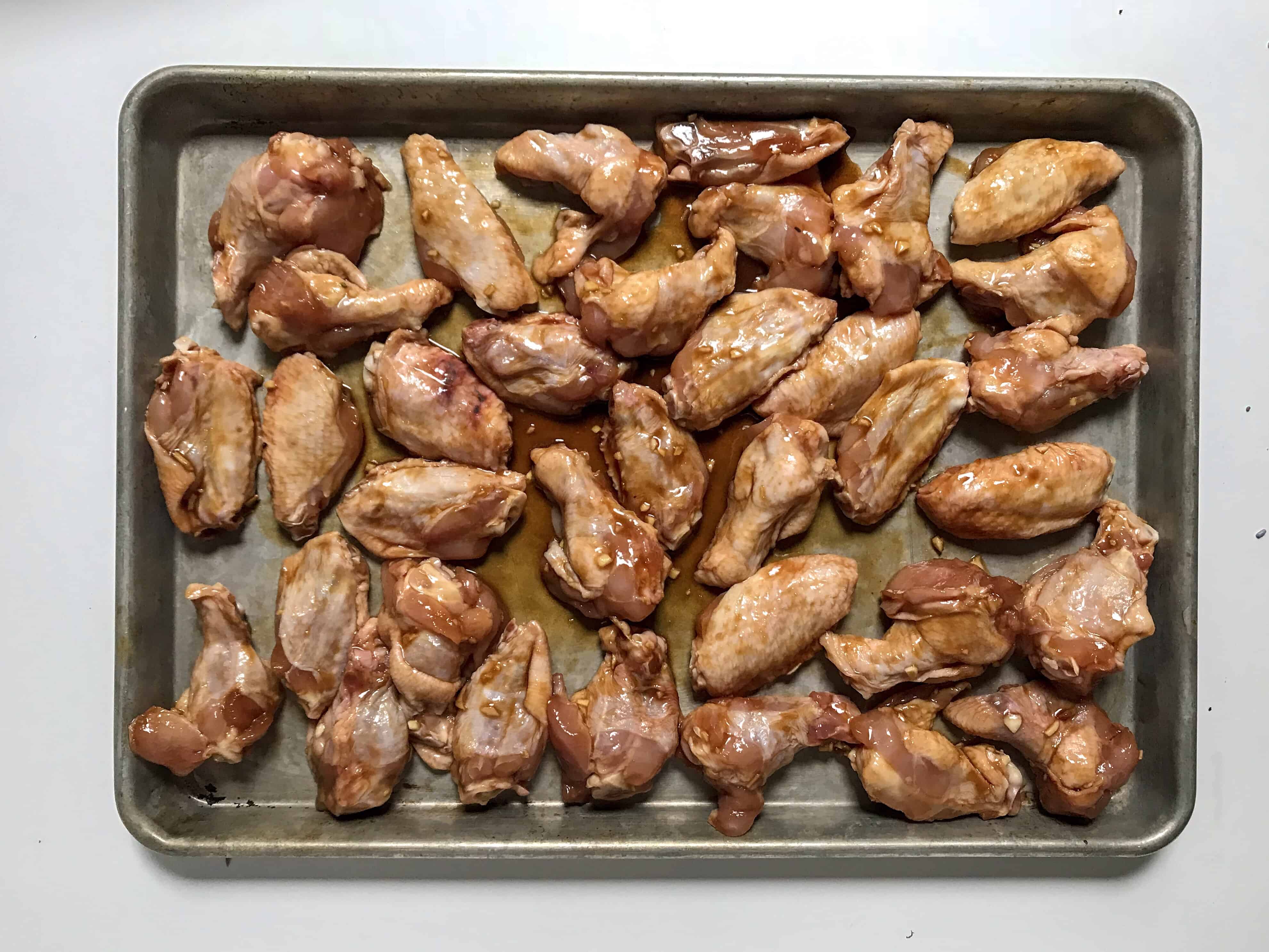 chicken wings coated in the marinade