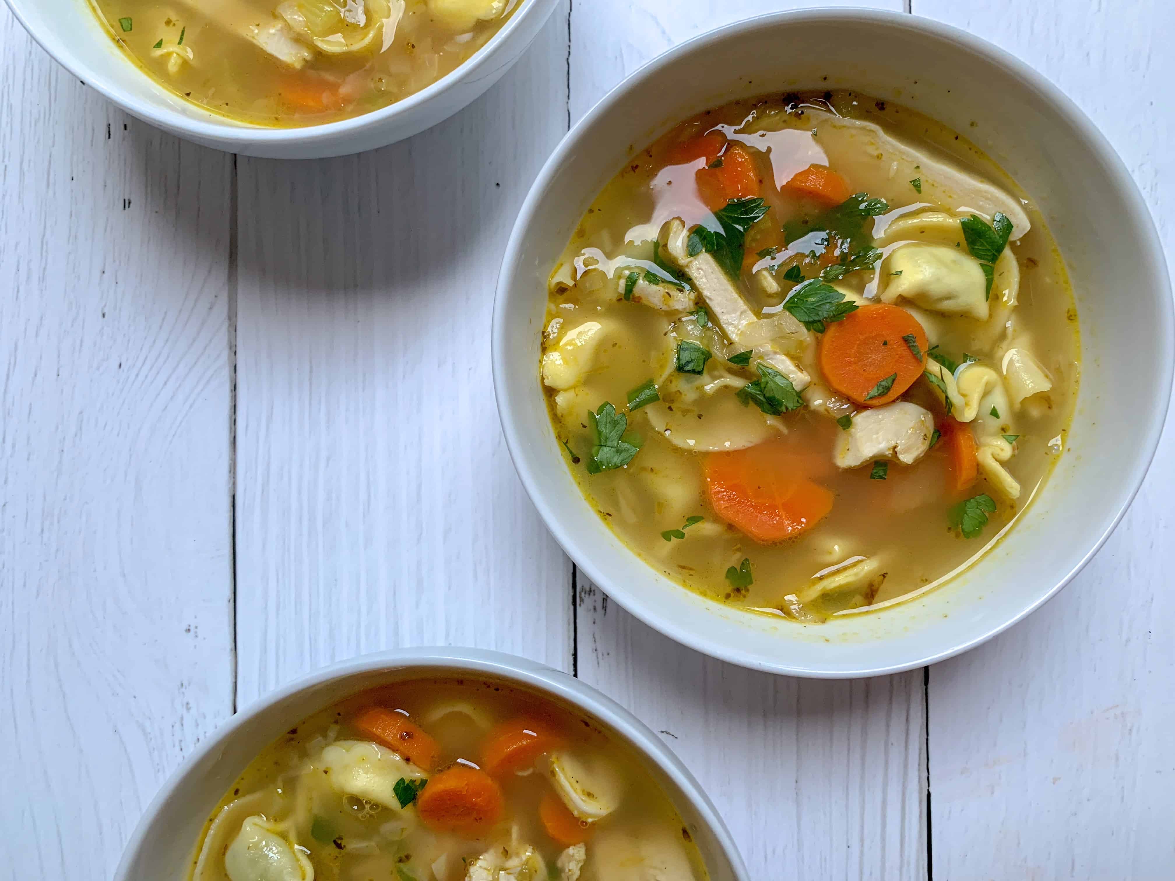 chicken tortellini soup bowls