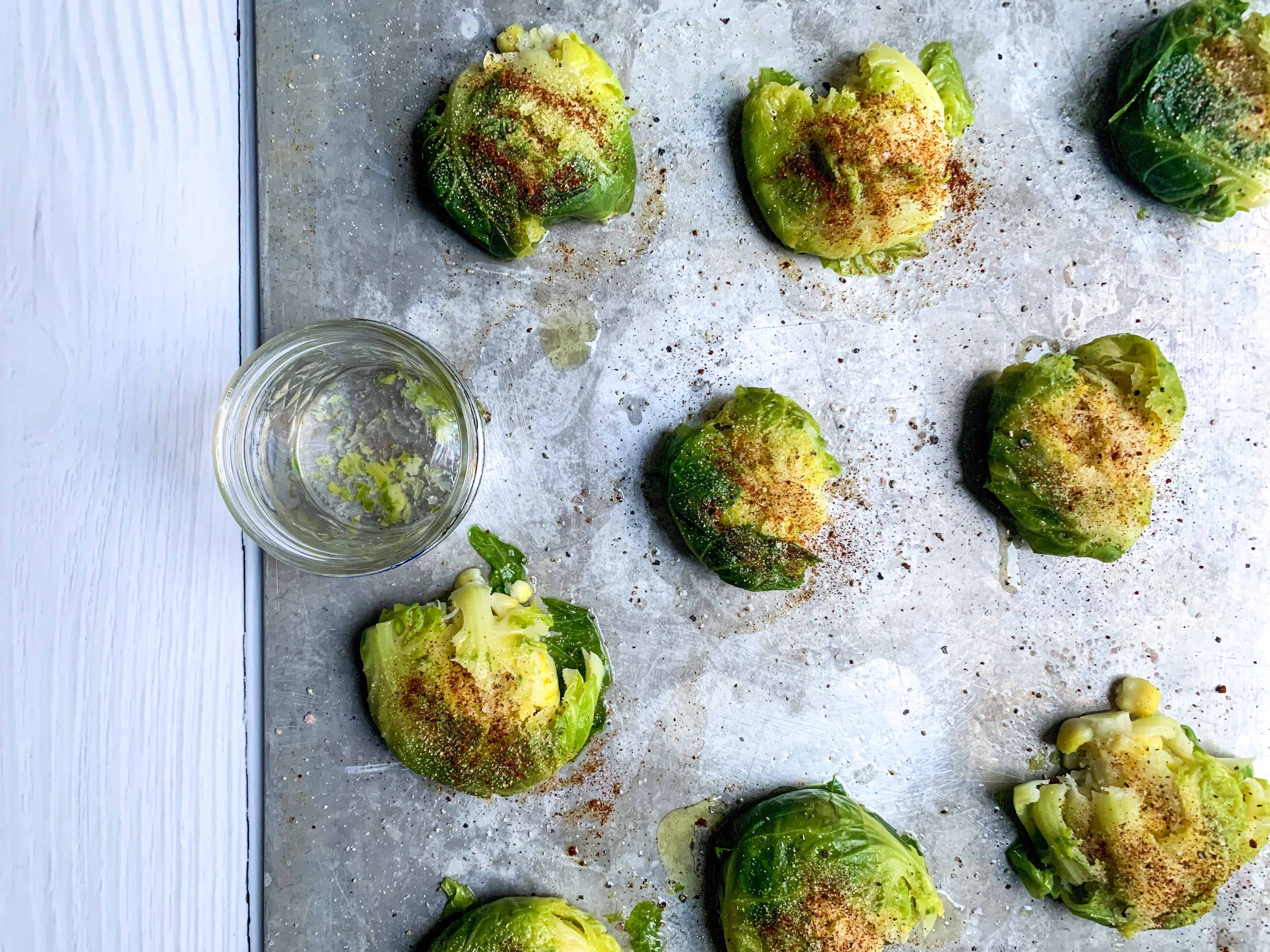 flat lay of brussel sprouts. 