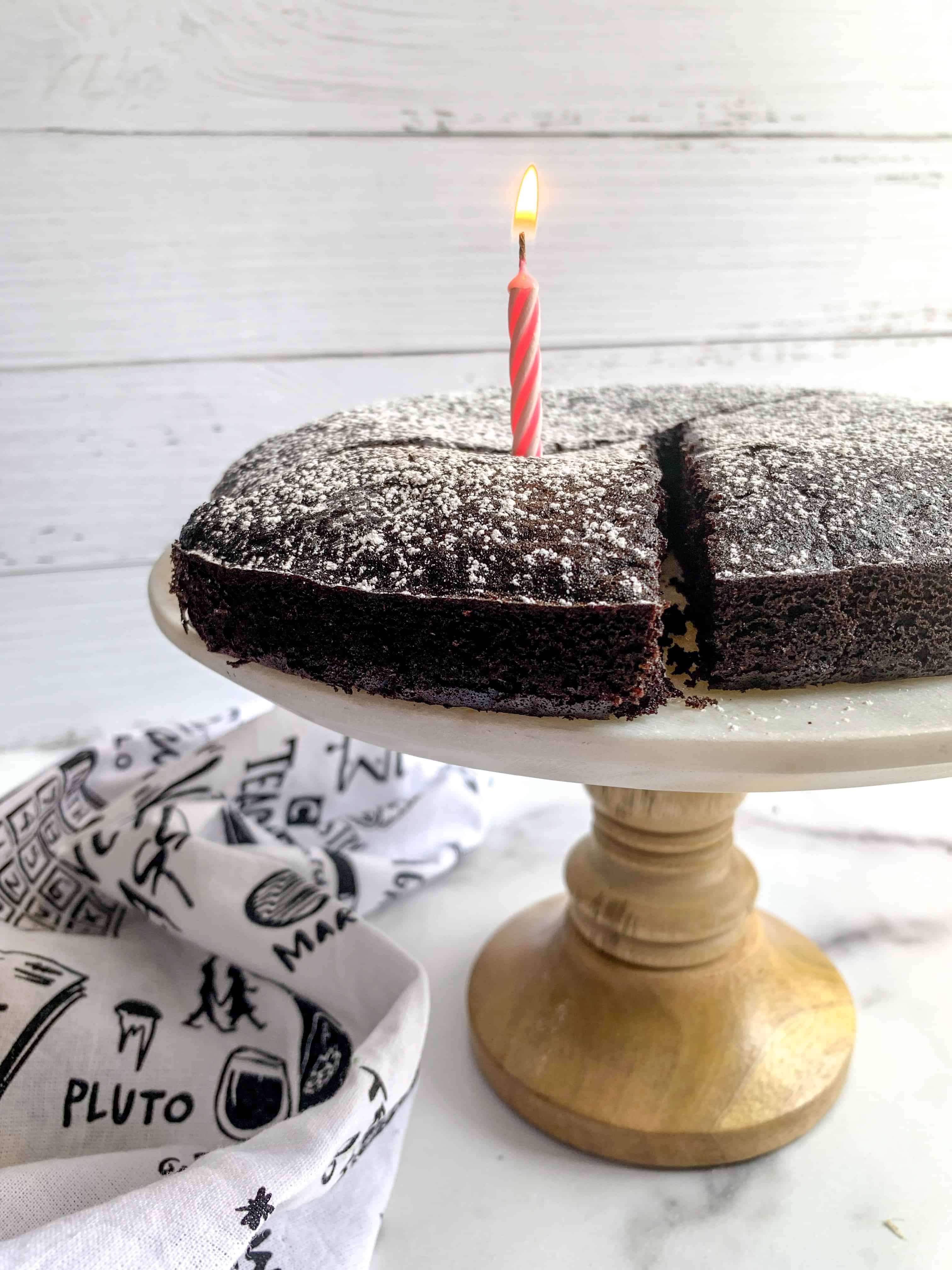 chocolate cake with candle
