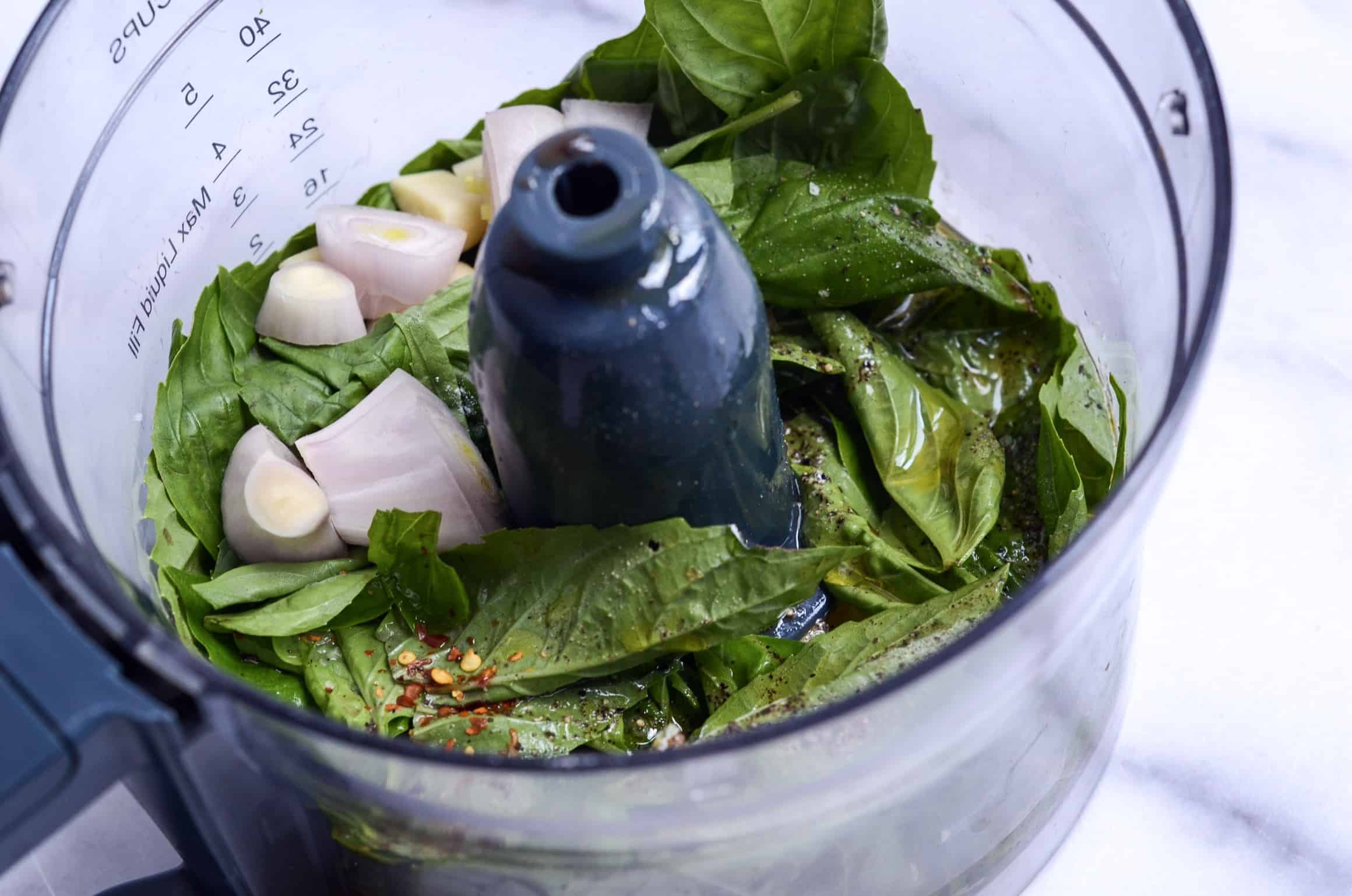 basil vinaigrette in food processor