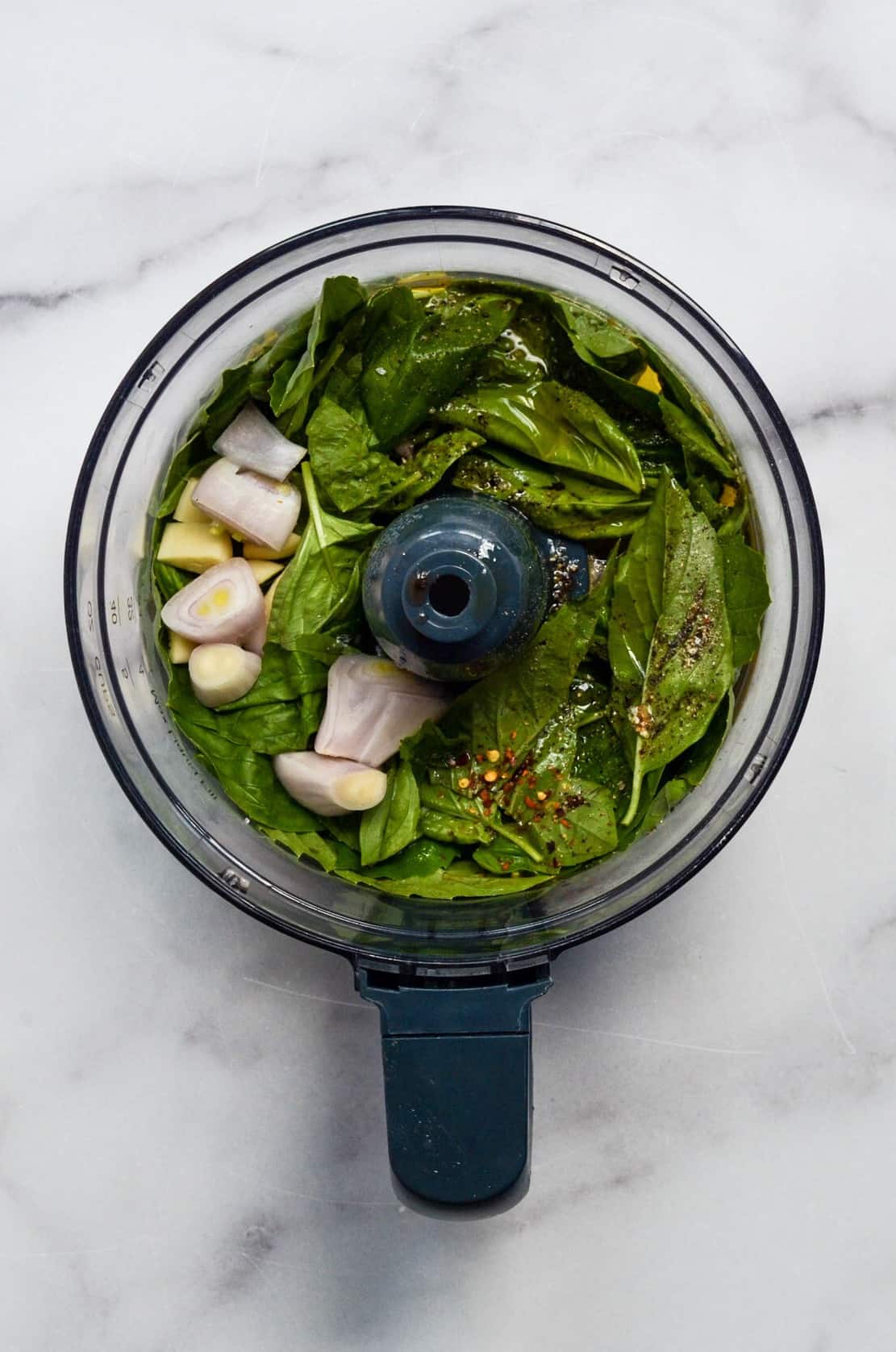 ingredients for basil vinaigrette
