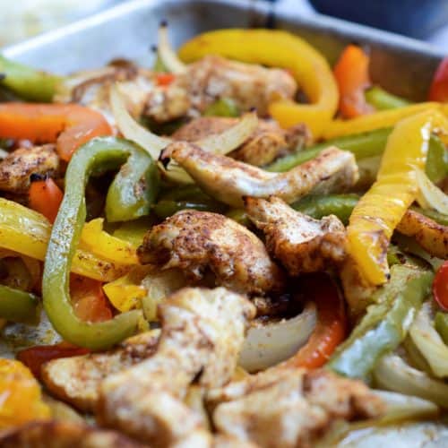 easy sheet pan chicken fajitas