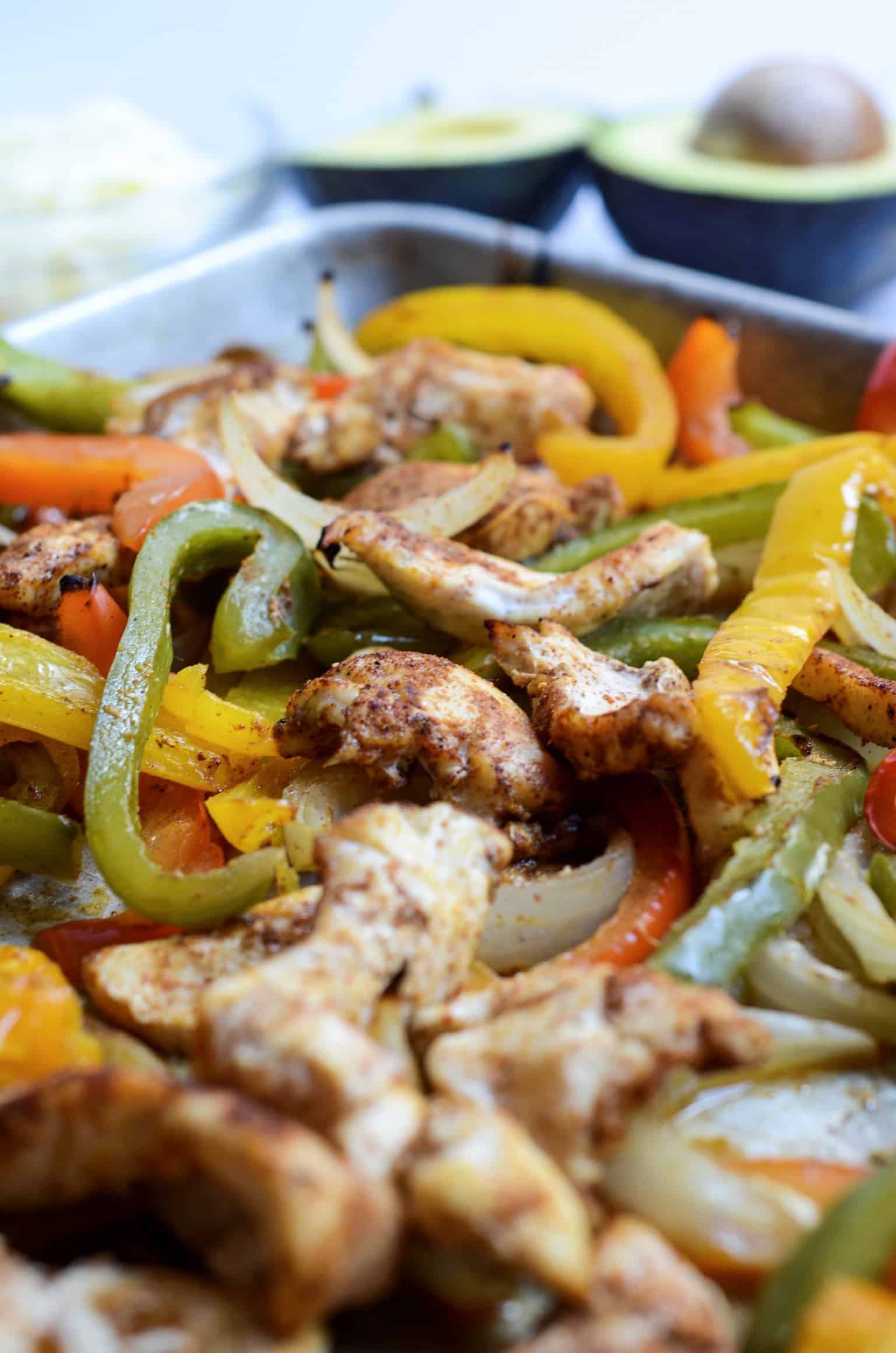 easy sheet pan chicken fajitas