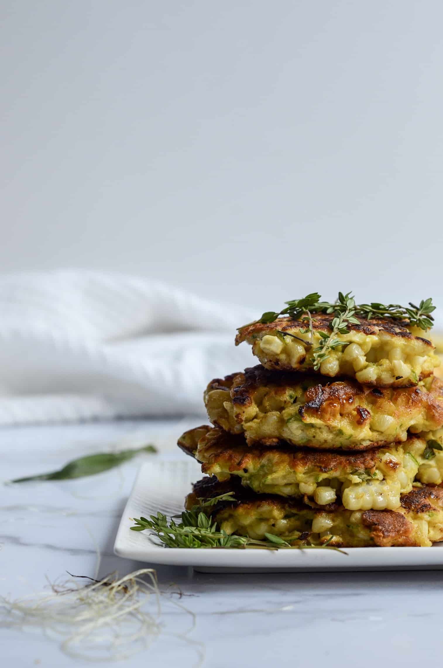 corn and zucchini fritters with thyme