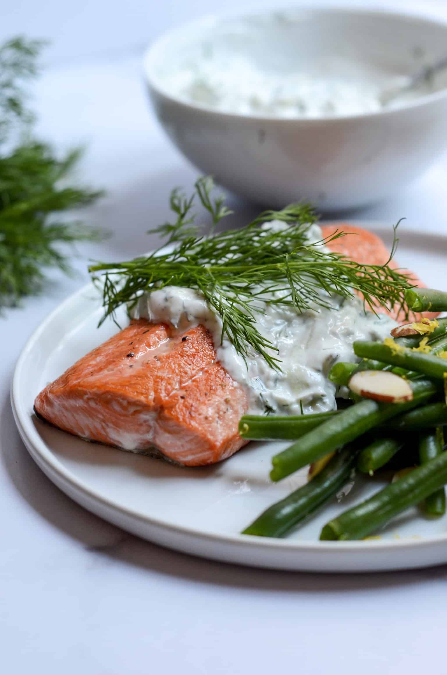 salmon with dill Tzatziki