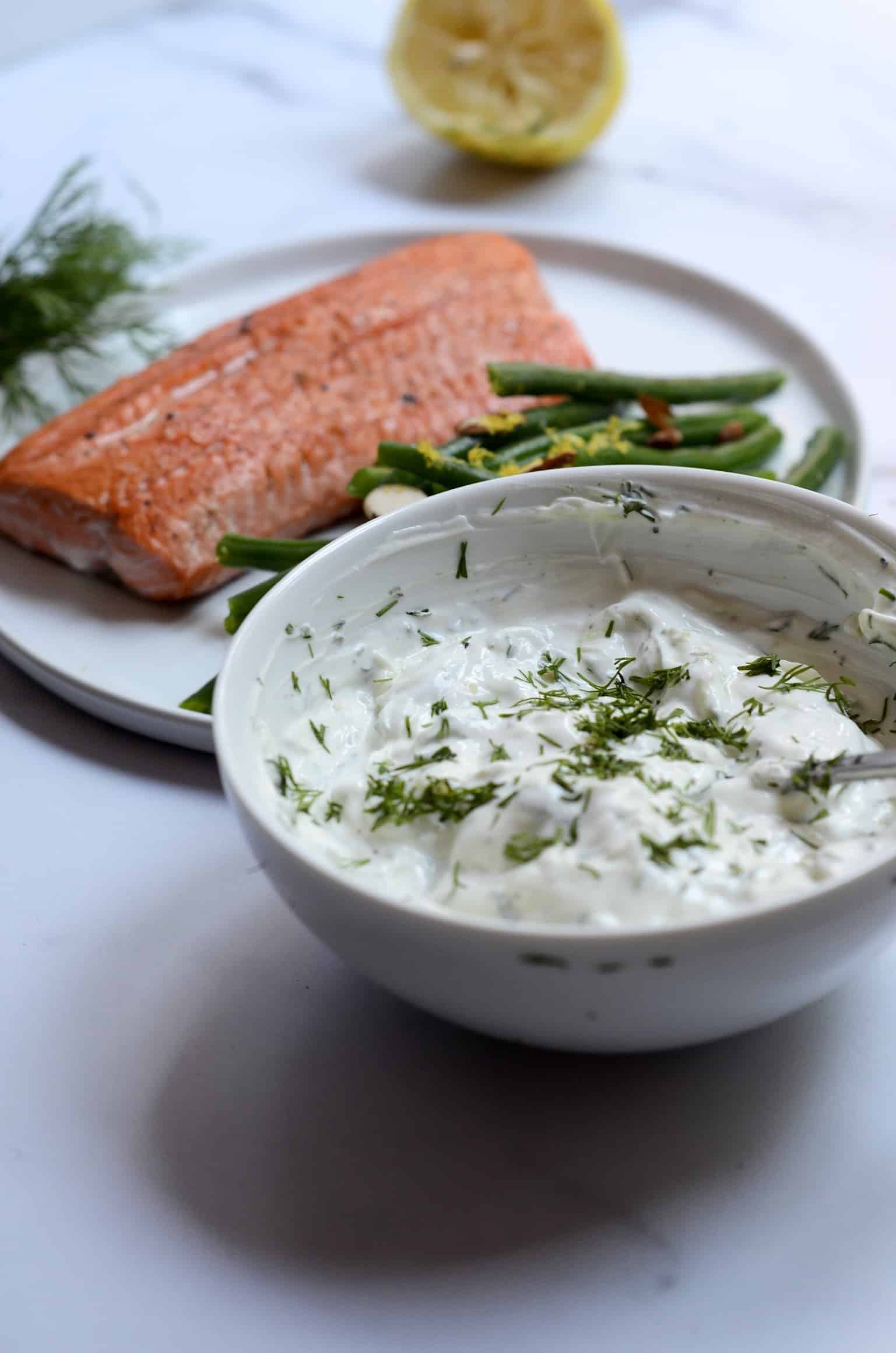 bowl of dill Tzatziki