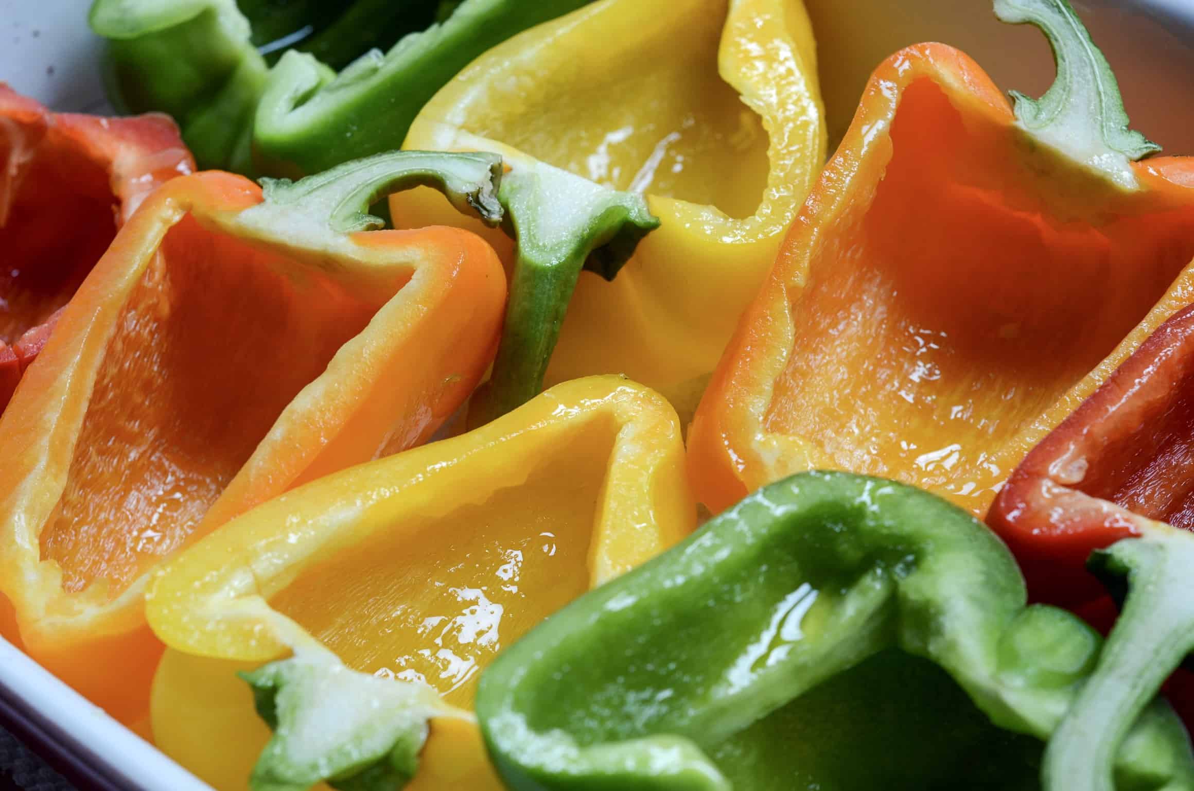 how to cut bell peppers and get them ready to bake