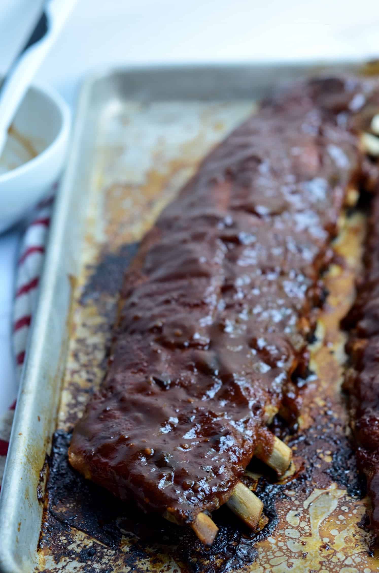 barbecue sauce covered ribs