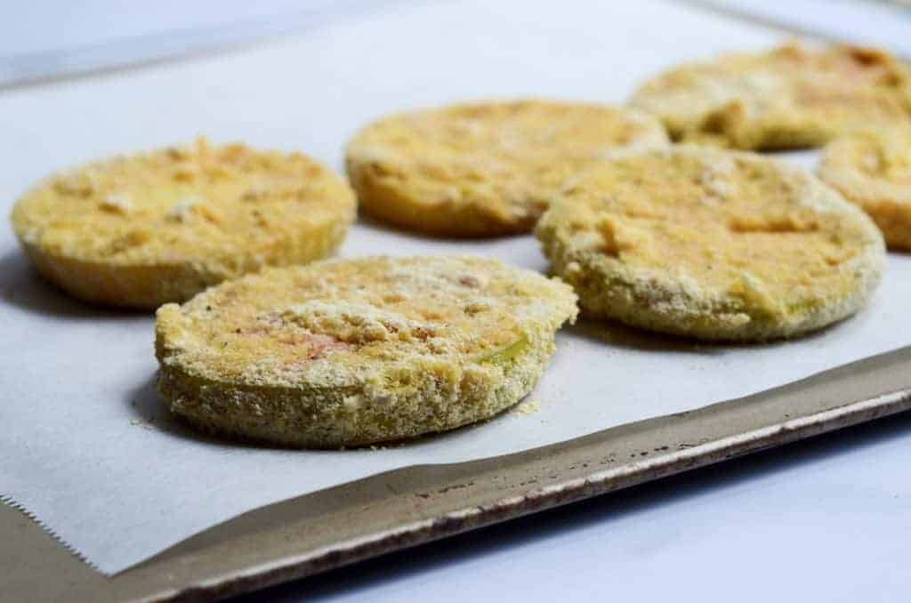 tomatoes coated in cornmeal mixture