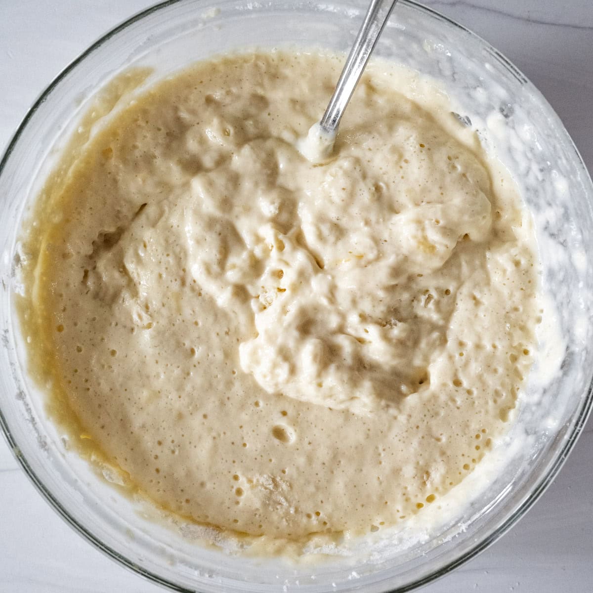 Step 2 of the directions showing the batter after it has sat for a bit and is considerably thicker.