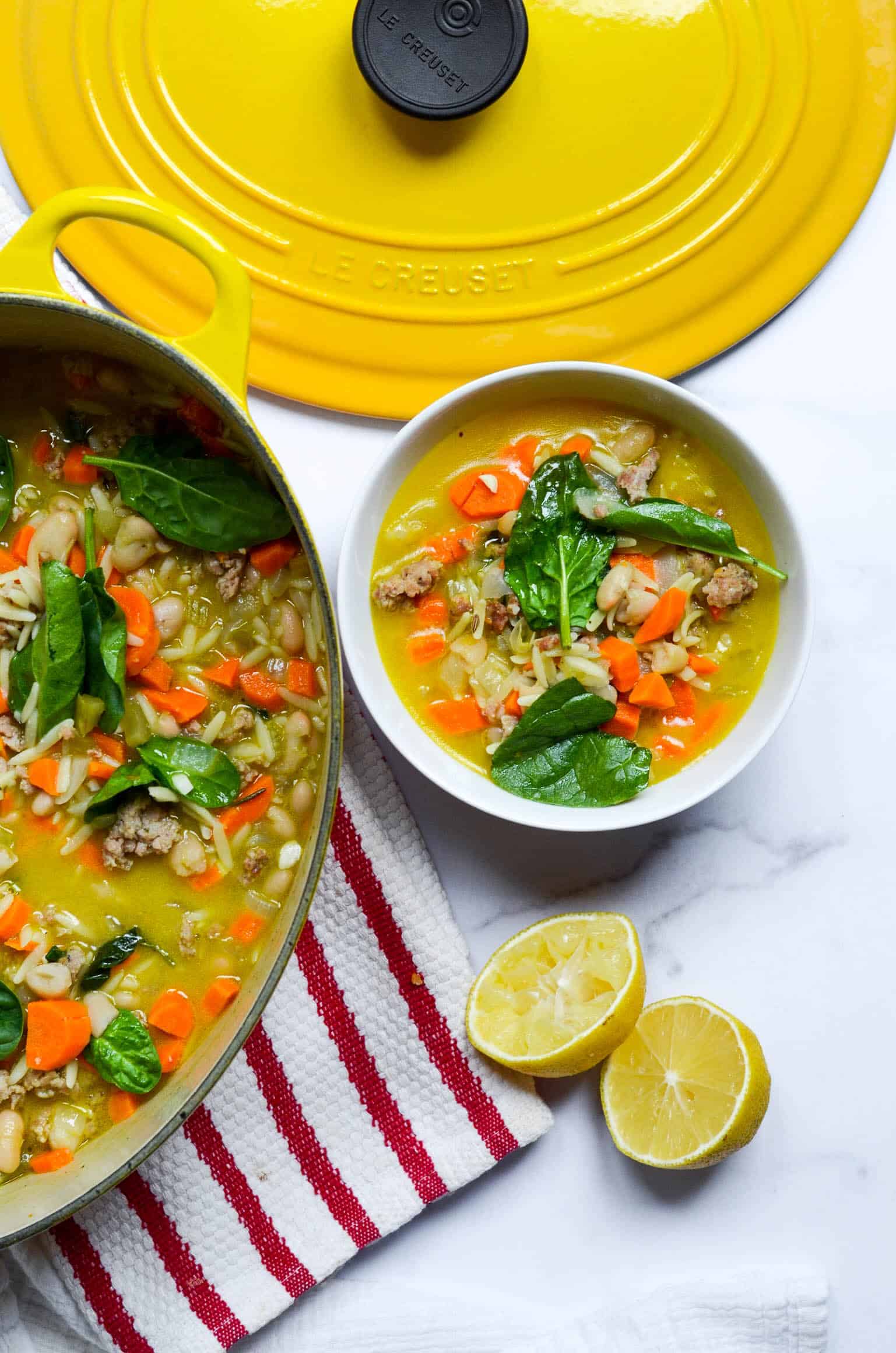 Orzo Soup with Sausage and Spinach | Worn Slap Out