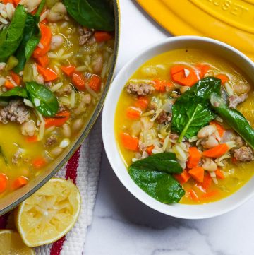 Orzo Soup with Sausage and Spinach | Worn Slap Out