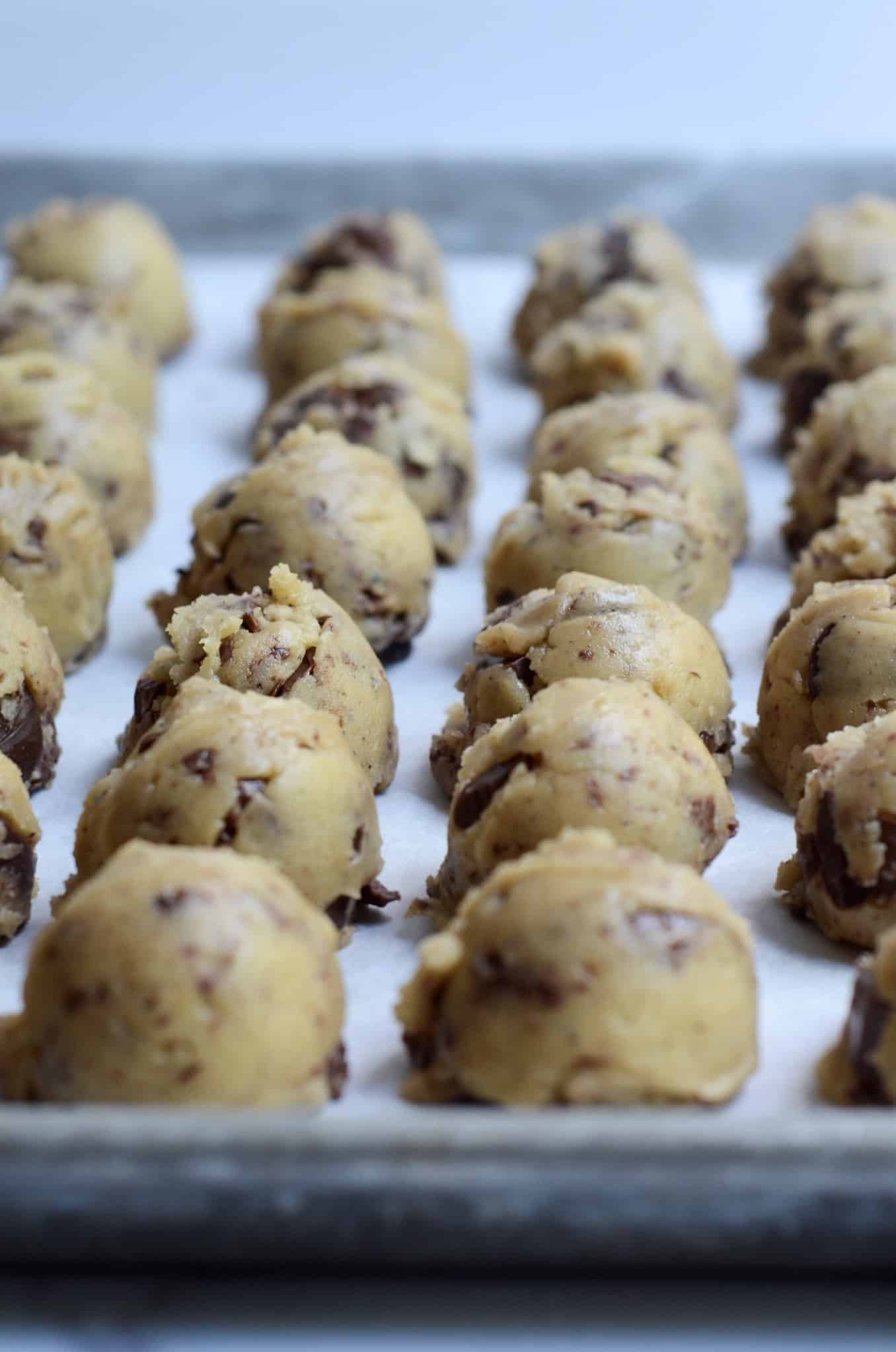 chocolate chip cookies ready to be baked