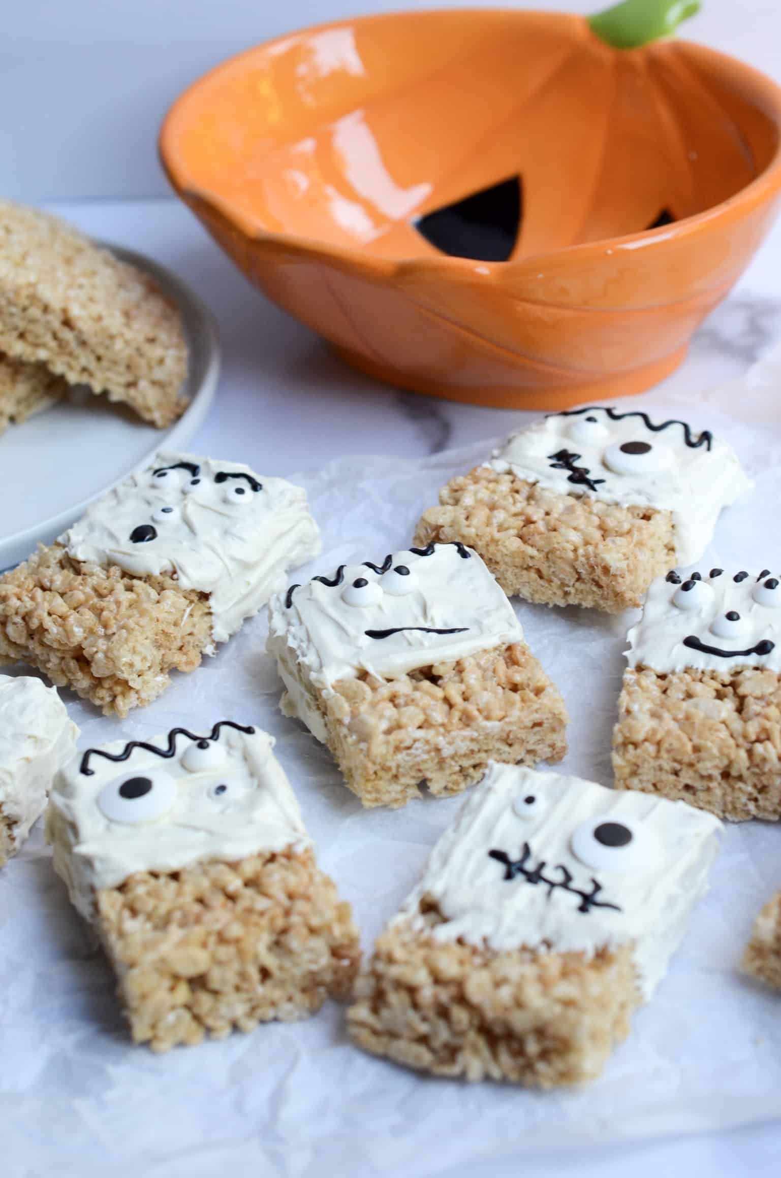 edible eyes and black cookie icing help make the monster face