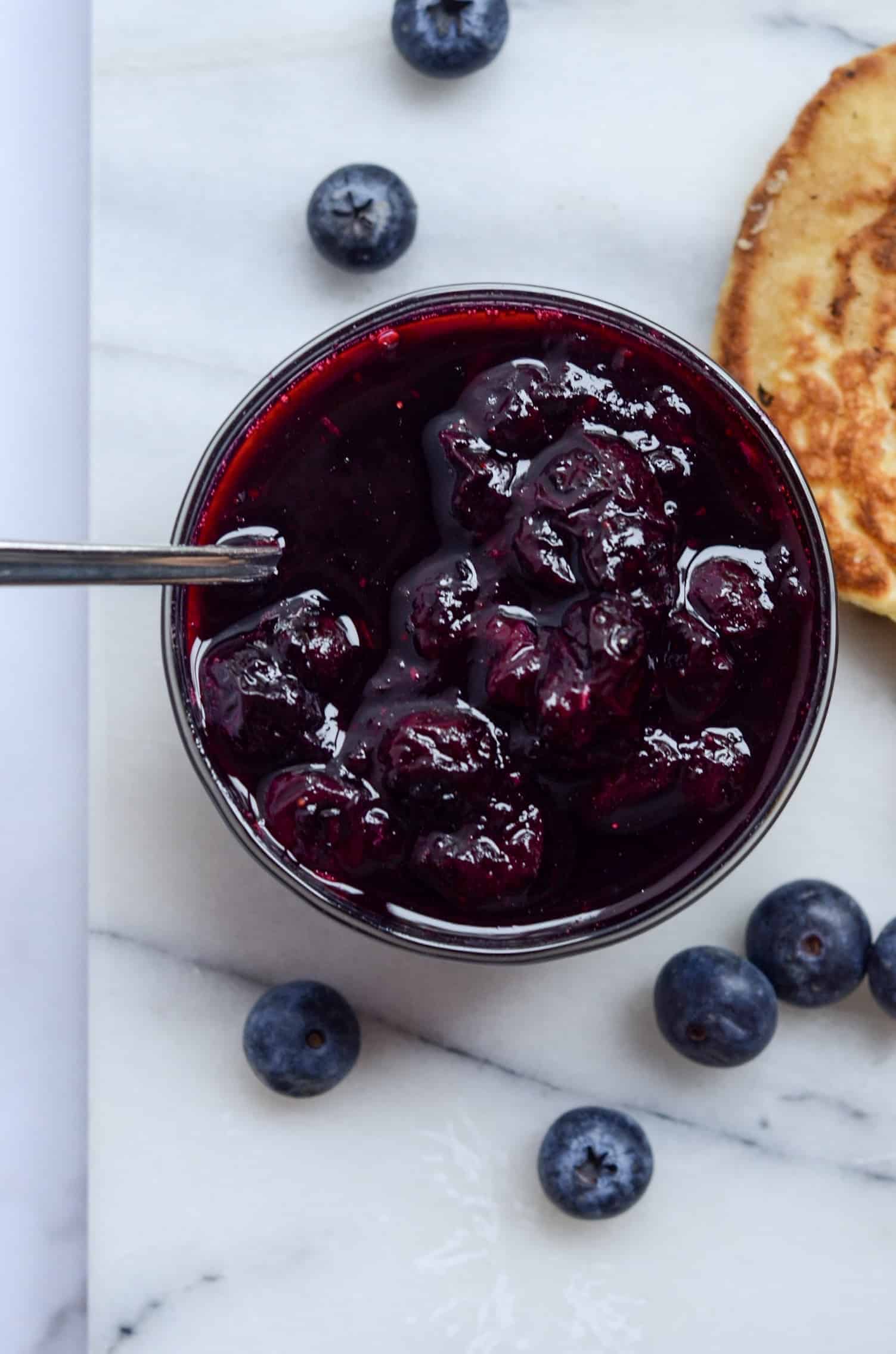 syrupy blueberry compote