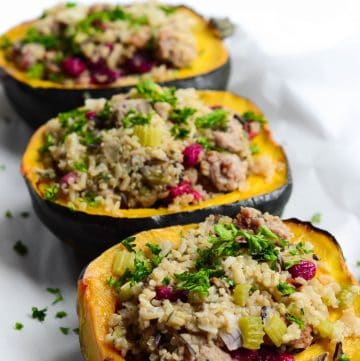 Stuffed Acorn Squash with Sausage and Cranberry Stuffing (Low Carb ...