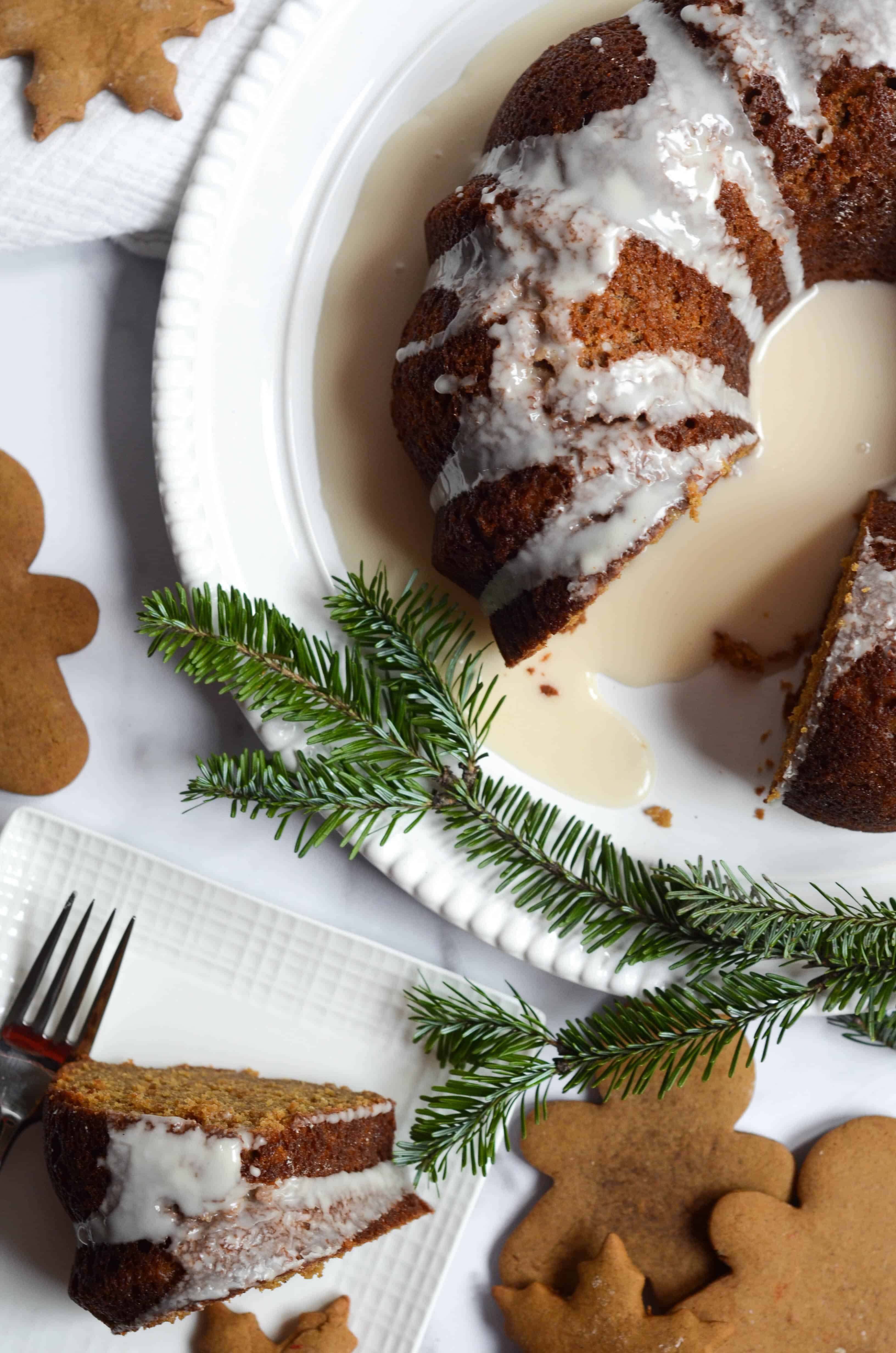 Gingerbread Bundt Cake With Vanilla Maple Glaze | Worn Slap Out