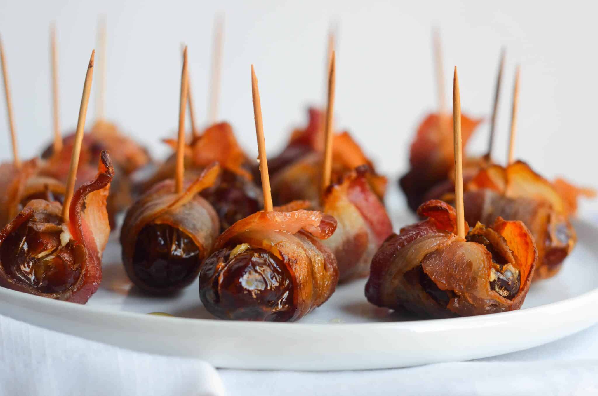 Bacon Wrapped Dates with Goat Cheese & Honey Worn Slap Out