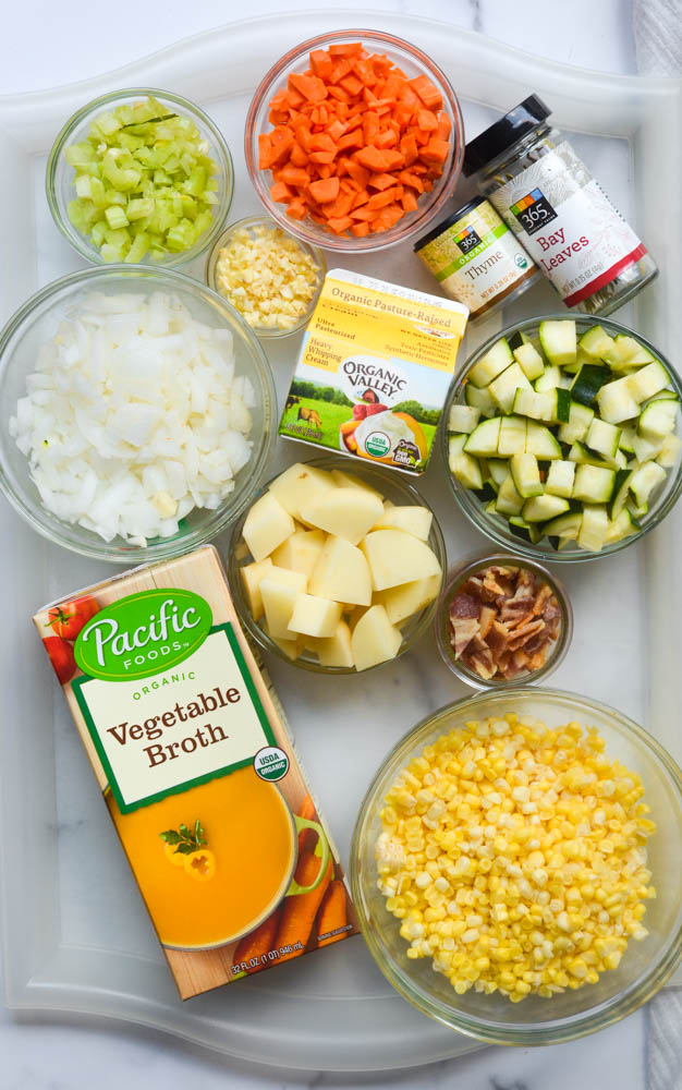 aerial shot of all ingredients in bowls on a white tray