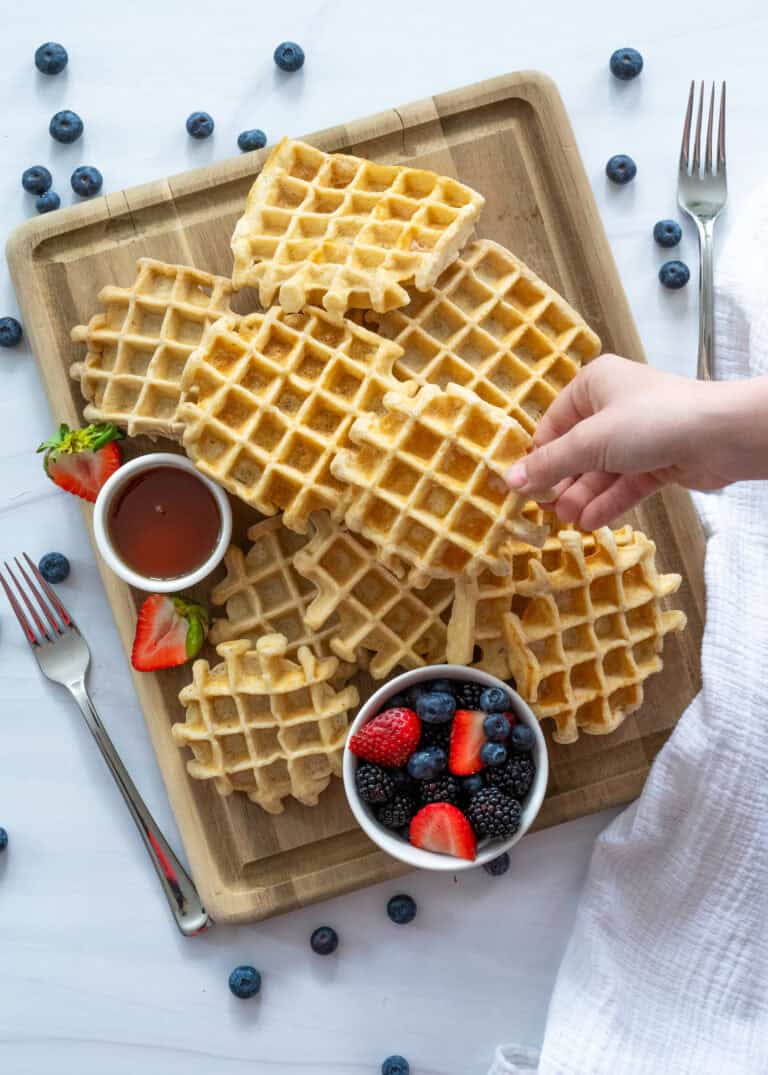 Homemade Belgian Waffles with Egg Whites Worn Slap Out