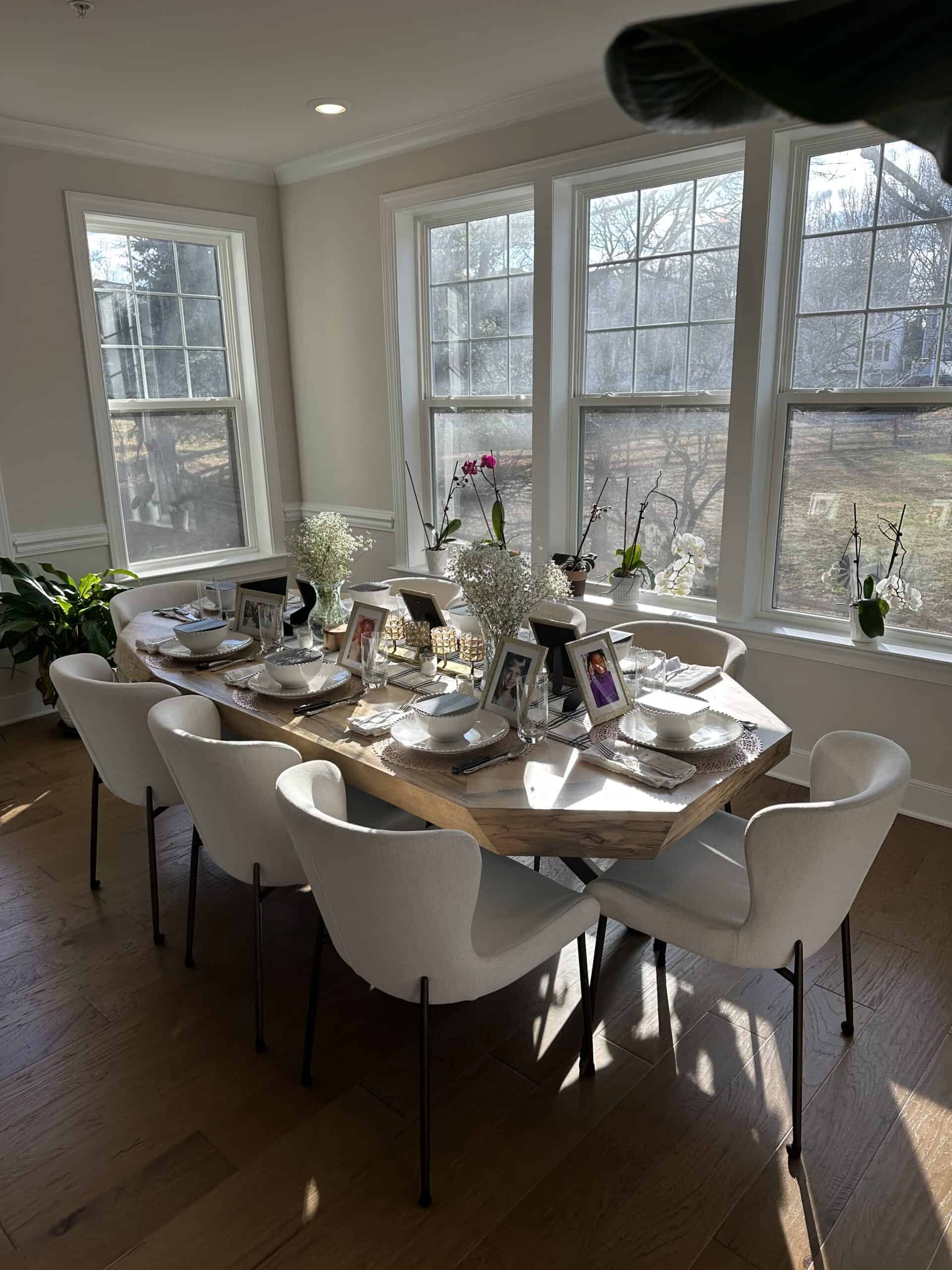 table set for a January dinner party.