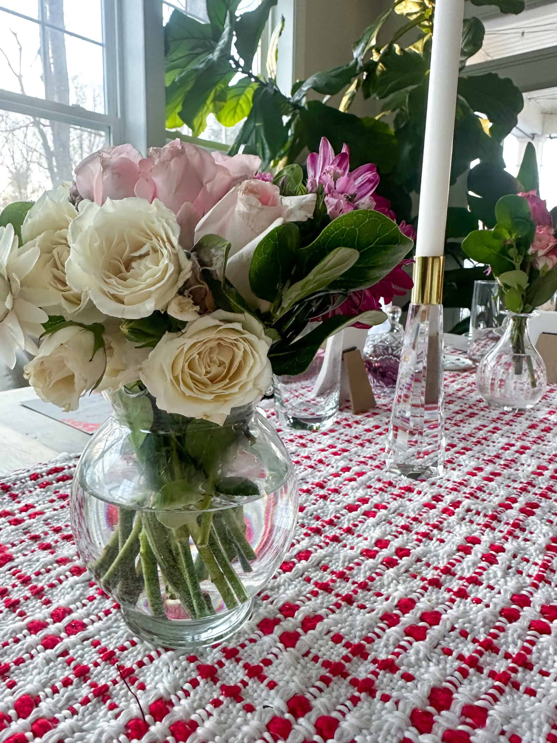A bouquet of flowers close up.